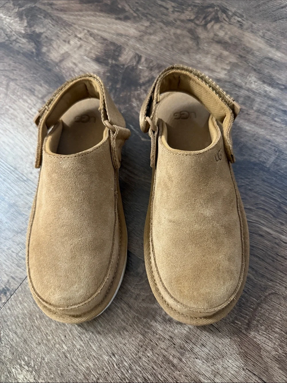 UGG Kids Chestnut Suede Hook-and-Loop Moccasins